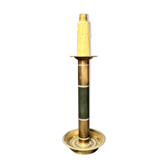 Antique Empire Column Lamp Base Brass Gilded Green Candle Holder Chandelier 4
