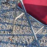 Set de 9 chaises pliantes  des années 70 tweed et métal chromé