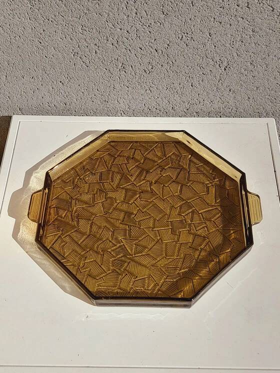 Smoked glass Art Deco tray