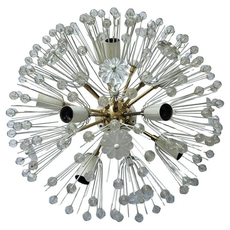 Important flush mount lamp from the middle of the last century Emil Stejnar for Rupert Nikoll. Austria, 1960s