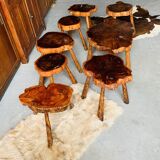 Set of 7 stools + 1 coffee table - brutalist movement
