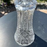 Large engraved and cut crystal vase