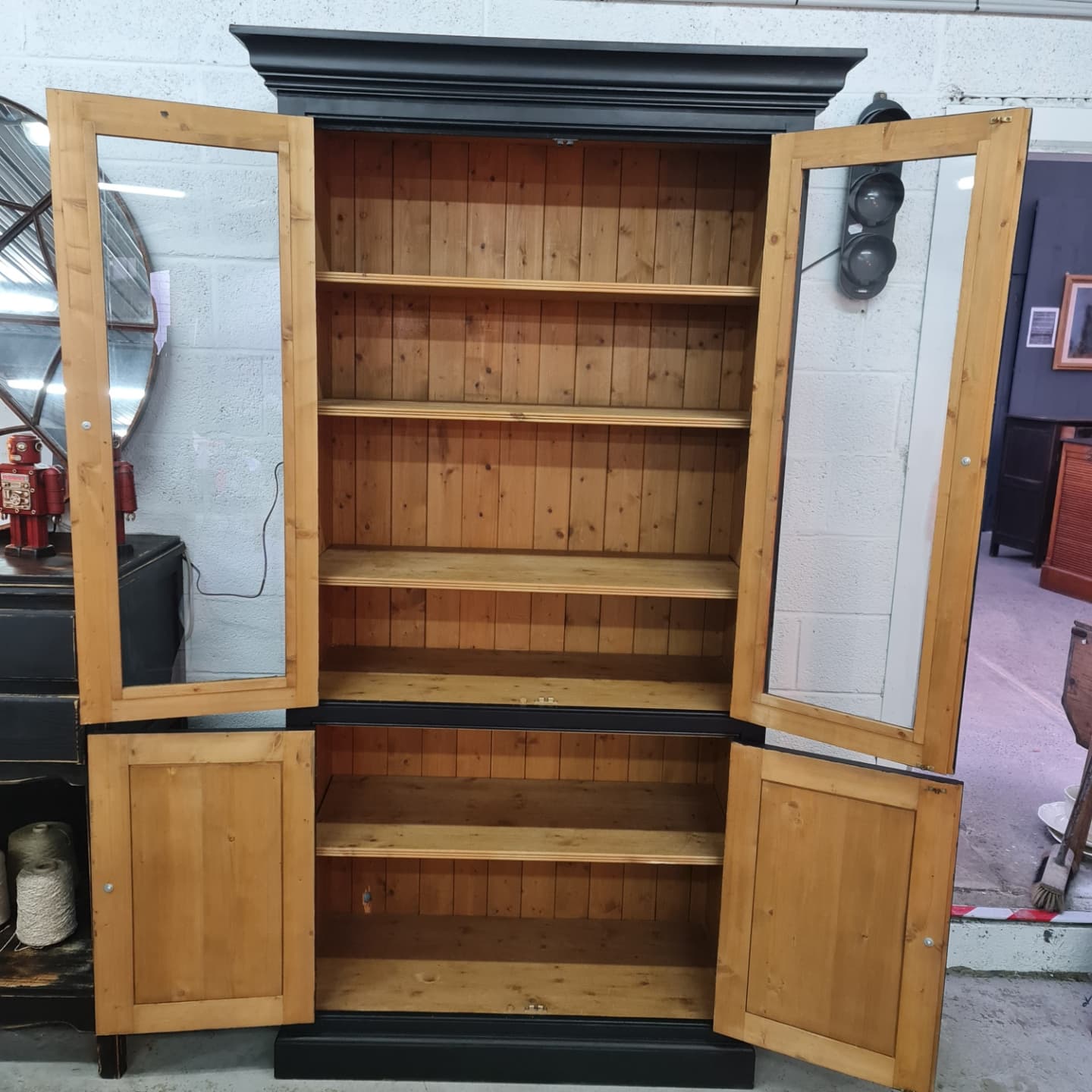 Showcase library patina black industrial furniture