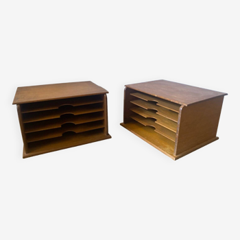 Two Wooden Office Mail Sorter