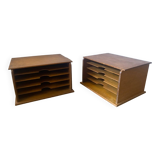 Two Wooden Office Mail Sorter