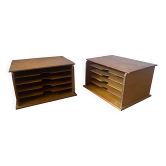 Two Wooden Office Mail Sorter