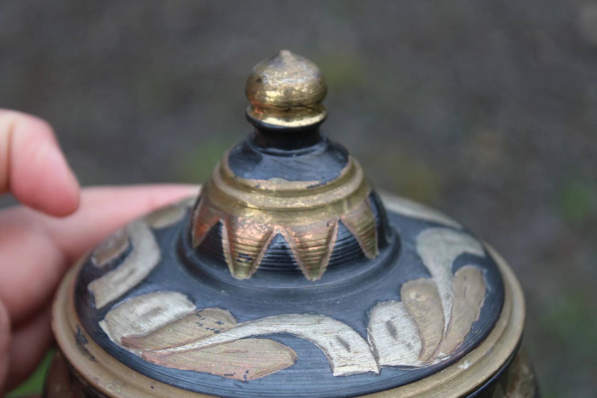 Vintage brass bonbonnière – copper and gold floral patterns