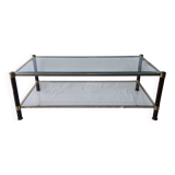 70s glass and brass coffee table