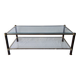 70s glass and brass coffee table
