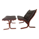Fauteuil Ingmar Relling chauffeuses et Ottoman bois vintage scandinave