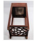 Set of chinese side tables with drawer in polished dark wood