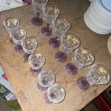 Set of 12 Arques Durand crystal glasses and lilac base