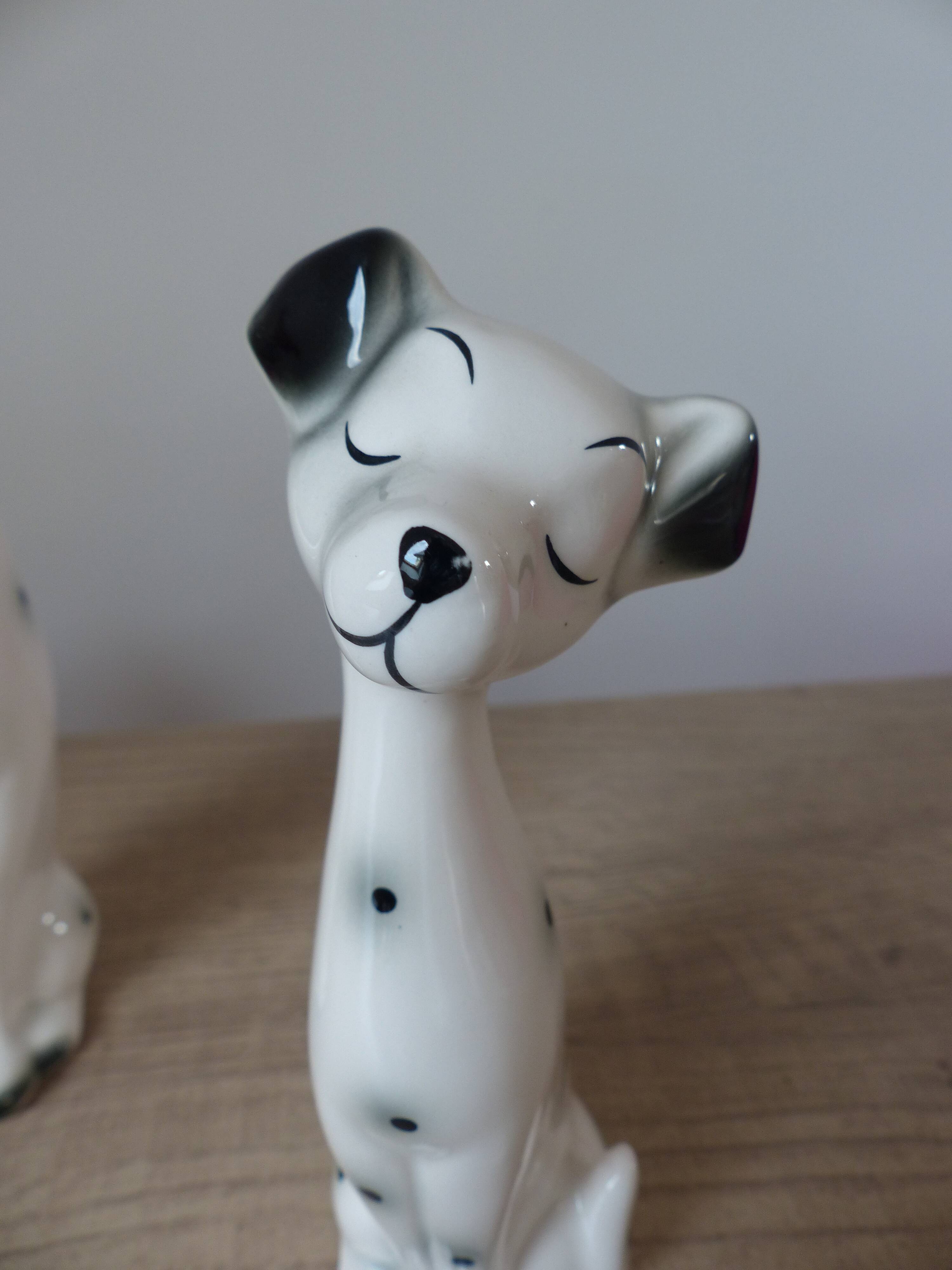 Romantic Dalmatian Dog Couple Ceramic Figurines 1970s