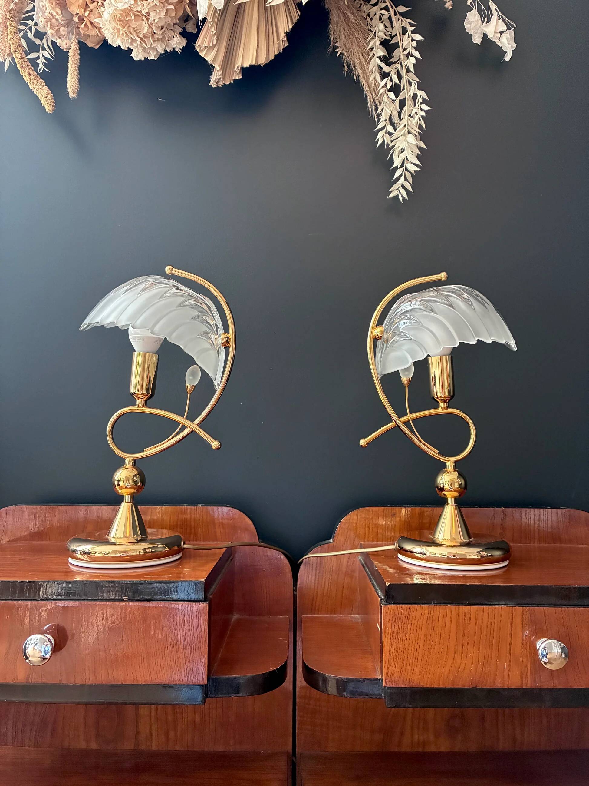 Pair of "Shell" lamps in brass - 1970.