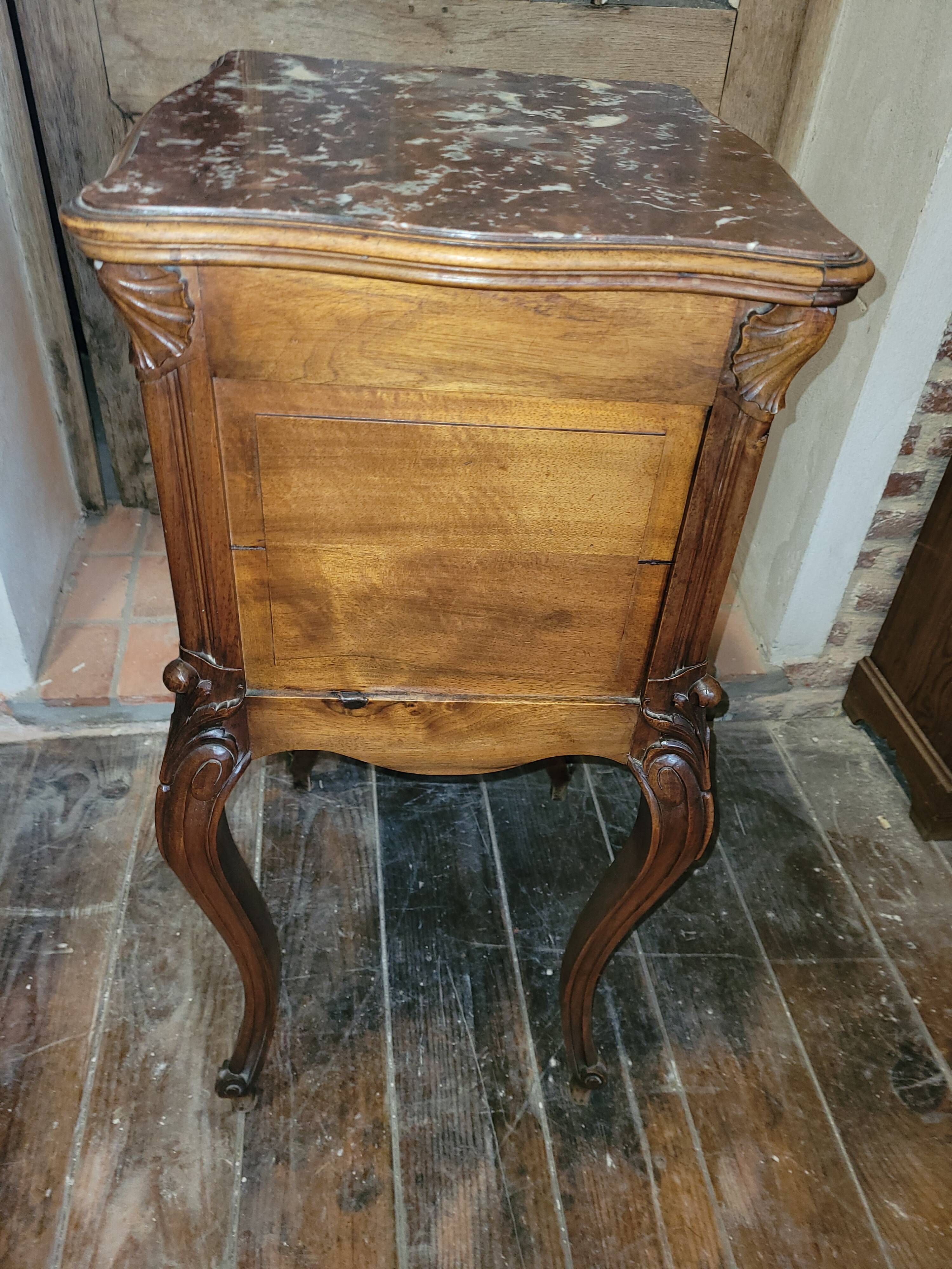 Louis XV bedside table in solid walnut