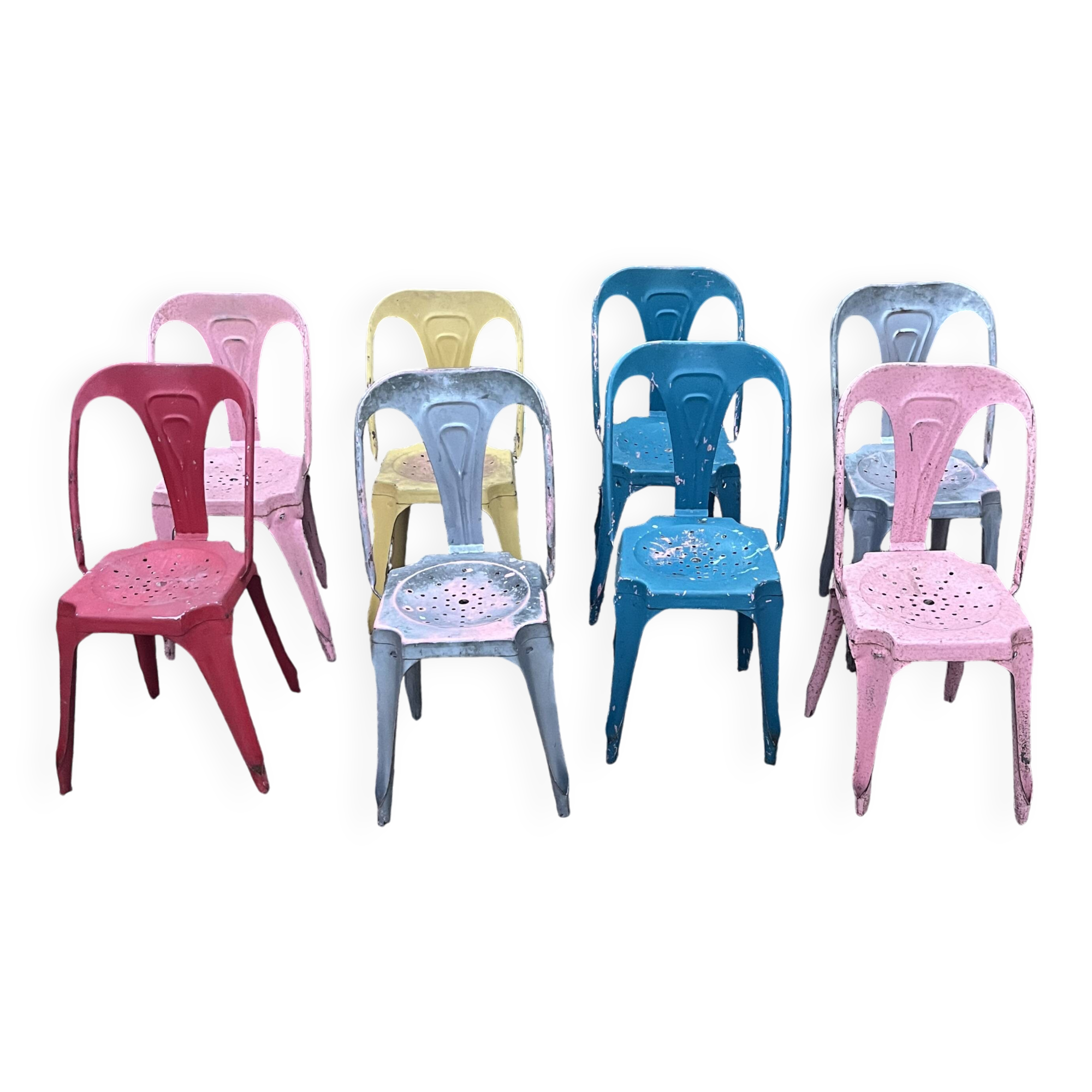 8 chaises Multipl's par Joseph Mathieu, années 50