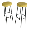 Pair of old metal and sky bar stools yellow, 60s