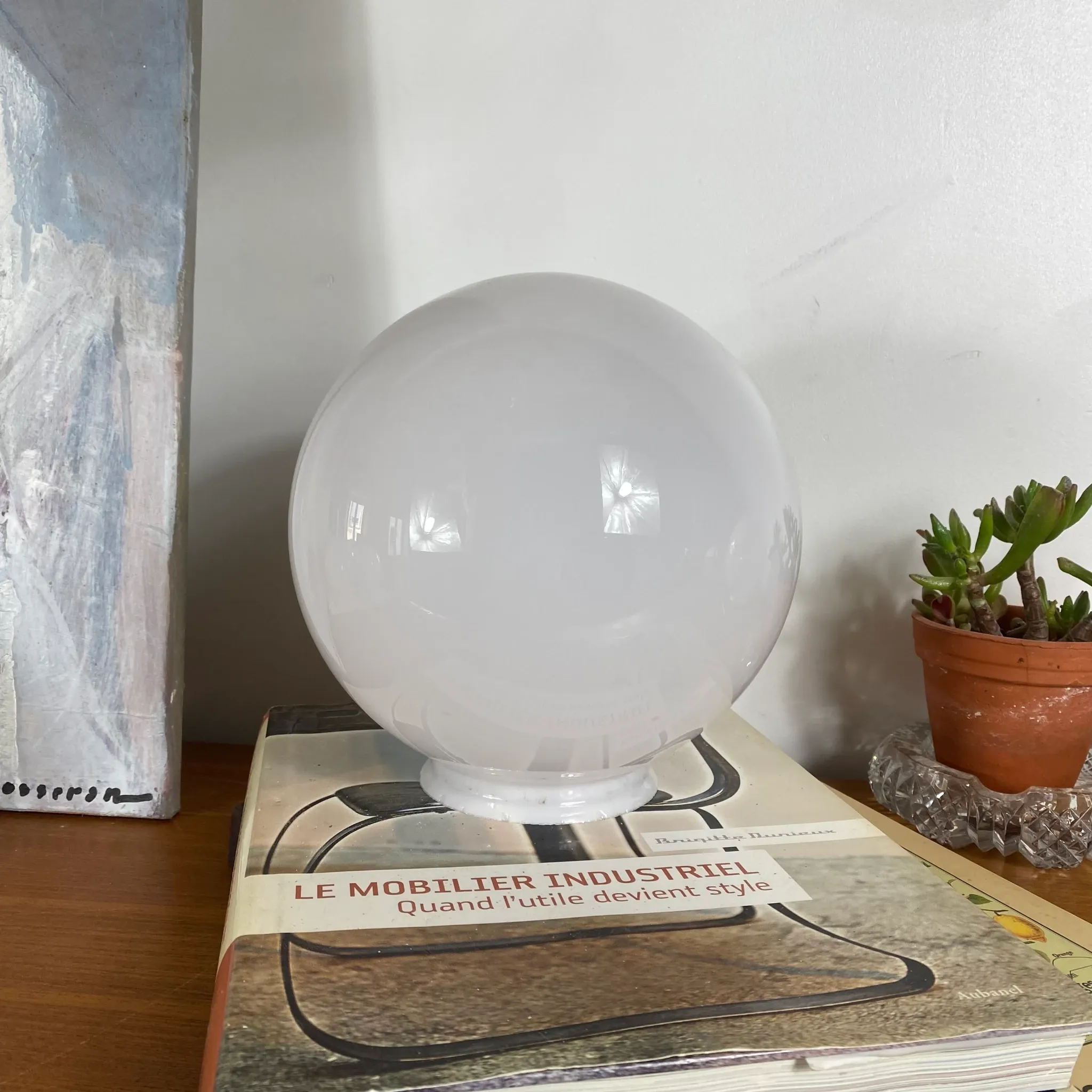 White opaline globe lampshade for wall lamp chandelier 20 cm
