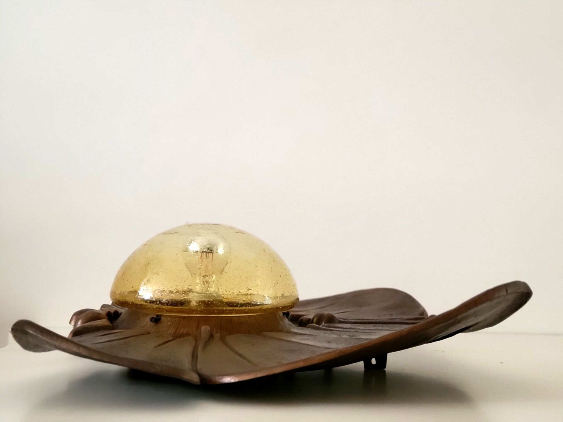 Monumental sculptural bronze wall or table lamp, 1960