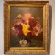 Old painting, still life with Dahlias, signed E Boudet late nineteenth century.