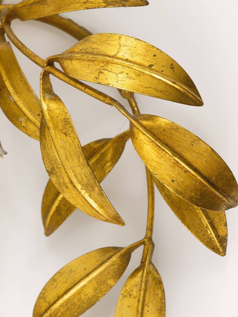 Large gold metal wall lamp in Hollywood Regency style by Hans Kögl, Maison Jansen.