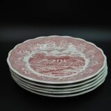 5 assiettes plate motif rouge English Landscape