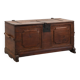 Flemish Oak Blanket Chest with panelled front and iron lock, dated 1825