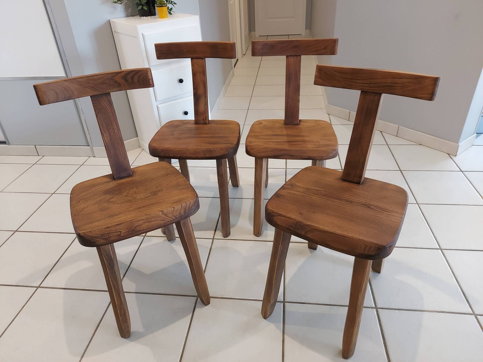 Suite of 4 rustic chairs from the 70/80's