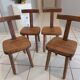 Suite of 4 rustic chairs from the 70/80's