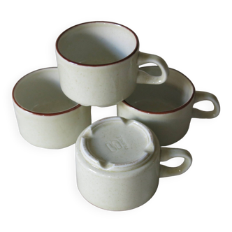 4 coffee cups from Sarreguemines in good condition.