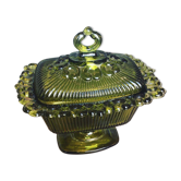 Drageoir bonbonnière 1950 en verre vert