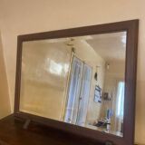 Antique solid wood mirror on foot support