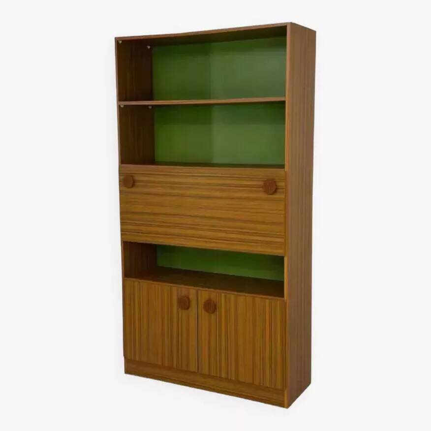 Bookcase with integrated desk/bar, 60s-70s design