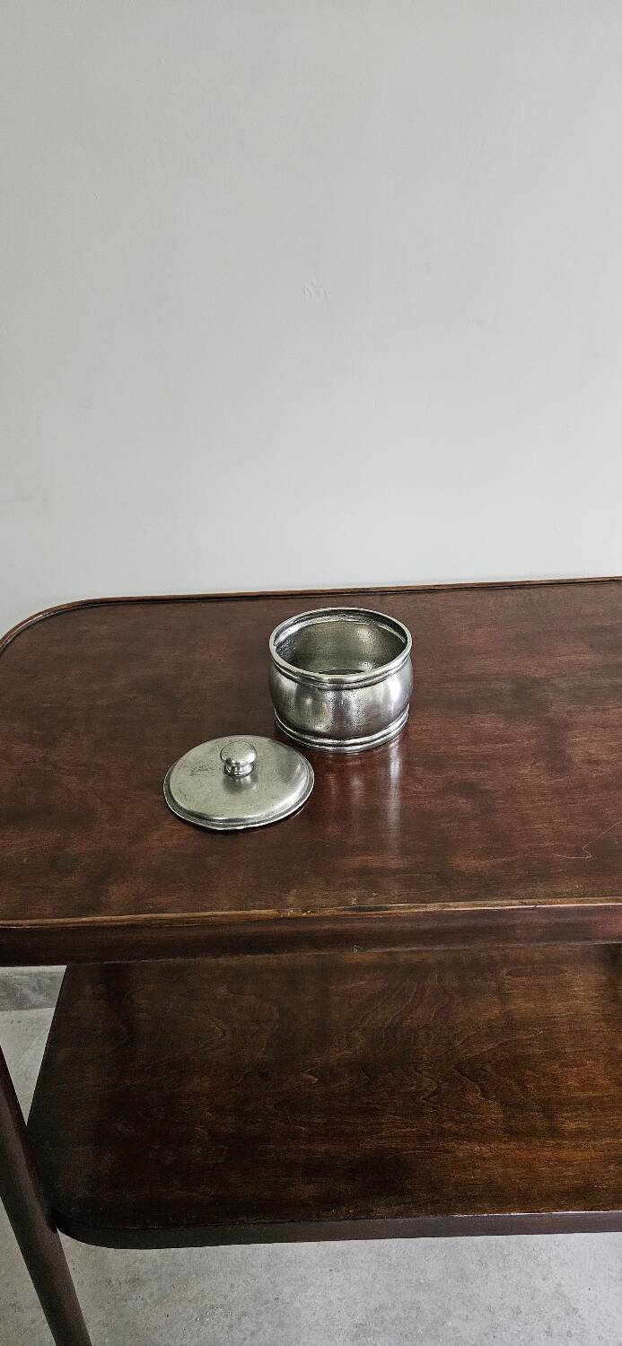 Antique round tin candy box