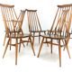 Set of 6 vintage Ercol elm & beech Goldsmith dining chairs mid century