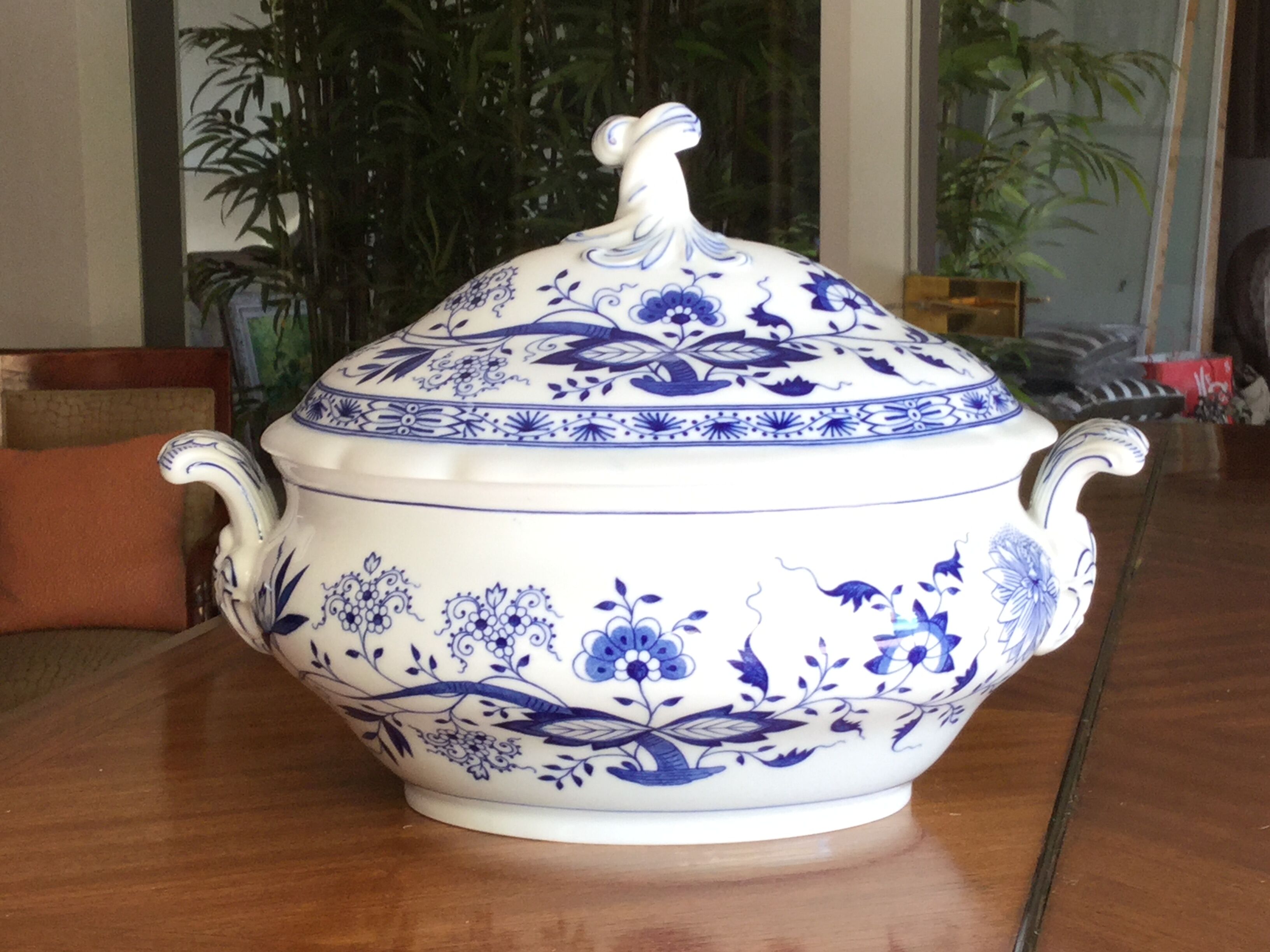 Cobalt blue porcelain soup dish