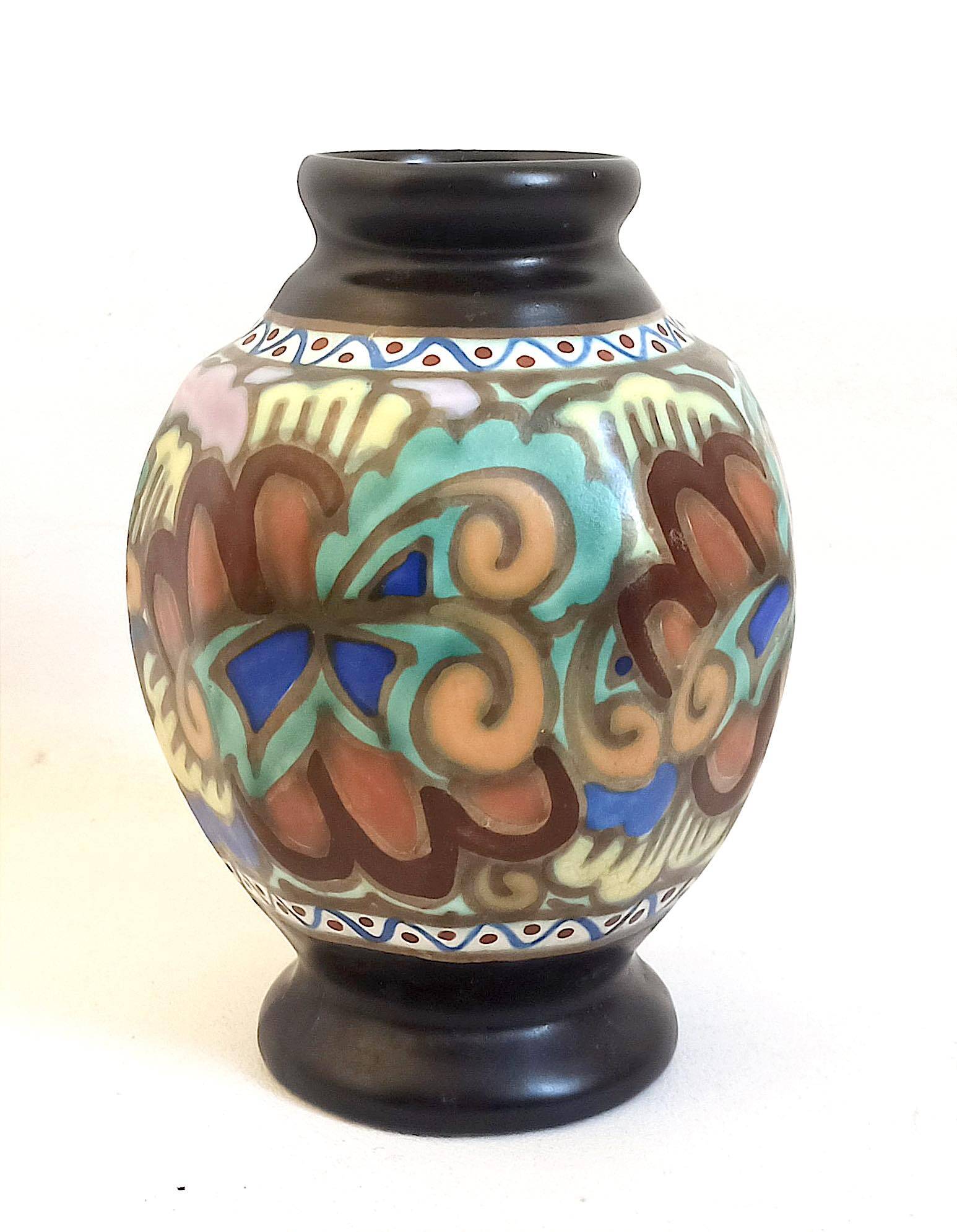 Ceramic vase from Bergen, Belgium 1920s Height 20.2 cm