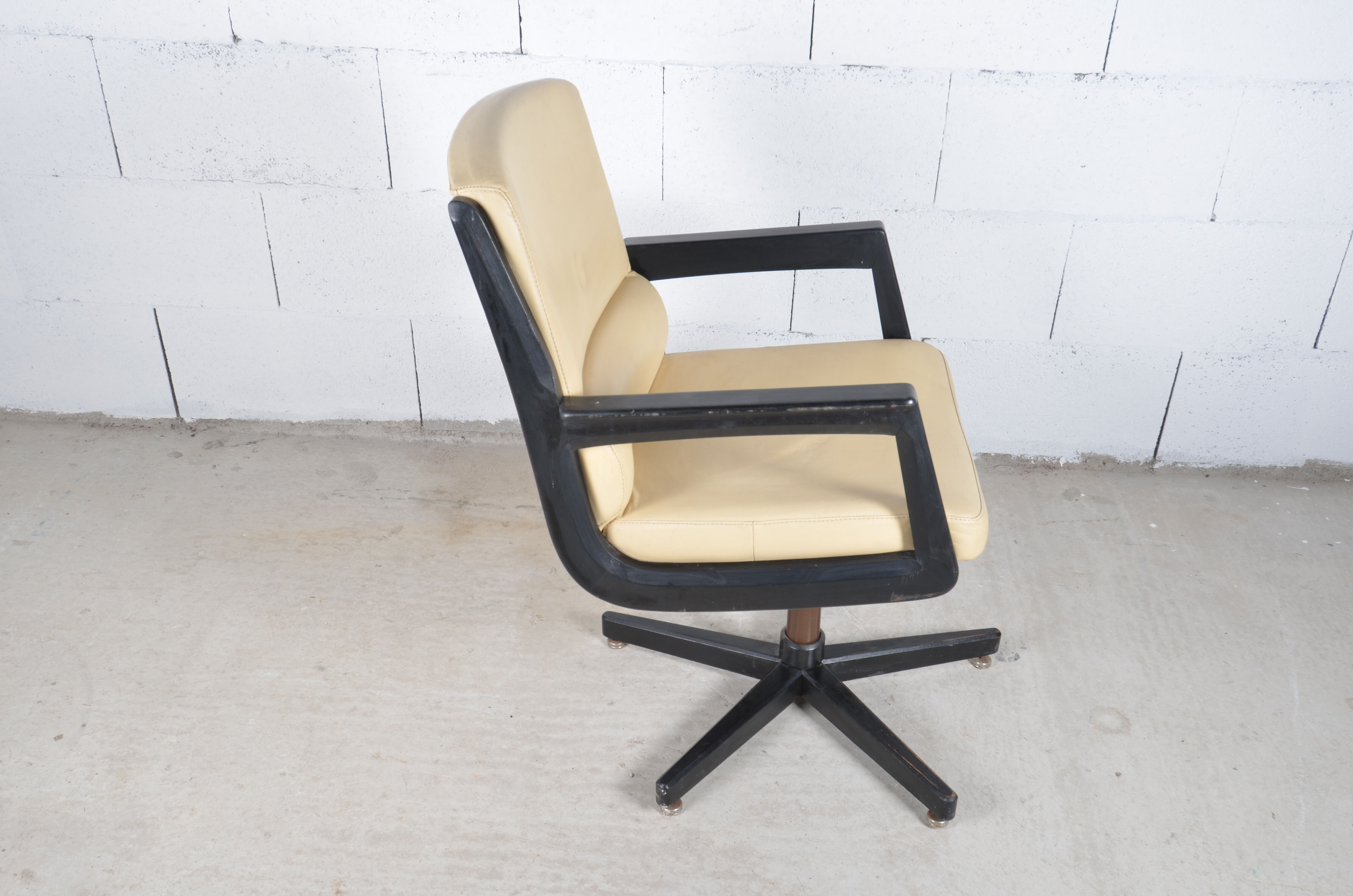 Leather and wood office chair