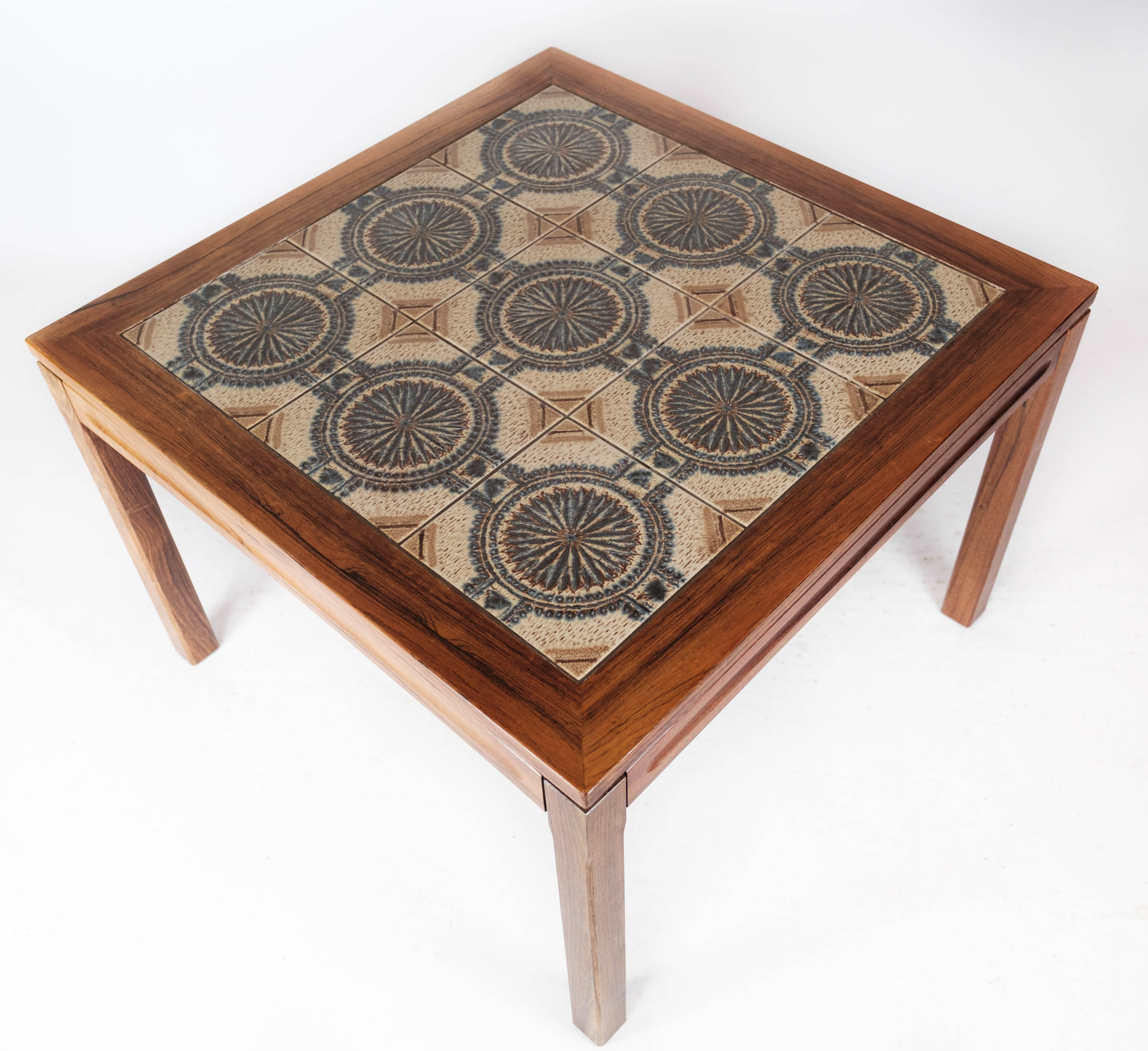Coffee table in rosewood and with tiles of Danish design, 1960s