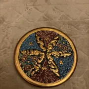 ceramic plate glazed and gilded with 24-carat gold