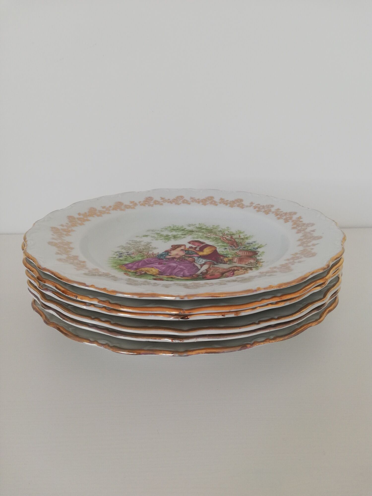 Lot vintage porcelain plates by Digoin Fragonard