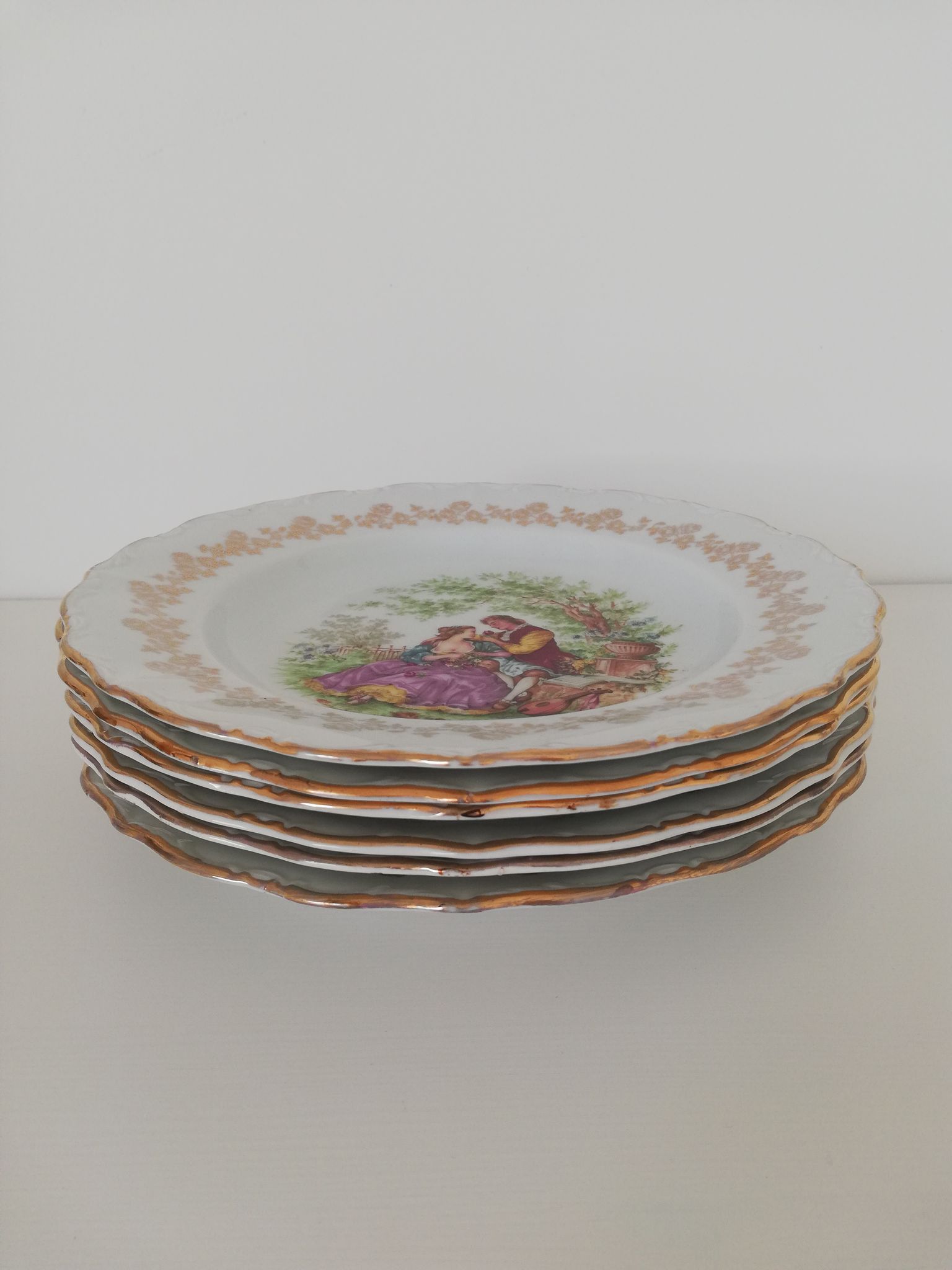 Lot vintage porcelain plates by Digoin Fragonard