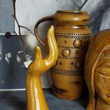 Soliflore baguier hand ceramic iridescent 50s