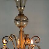 Venetian chandelier in golden Murano glass with a black border, circa 1950