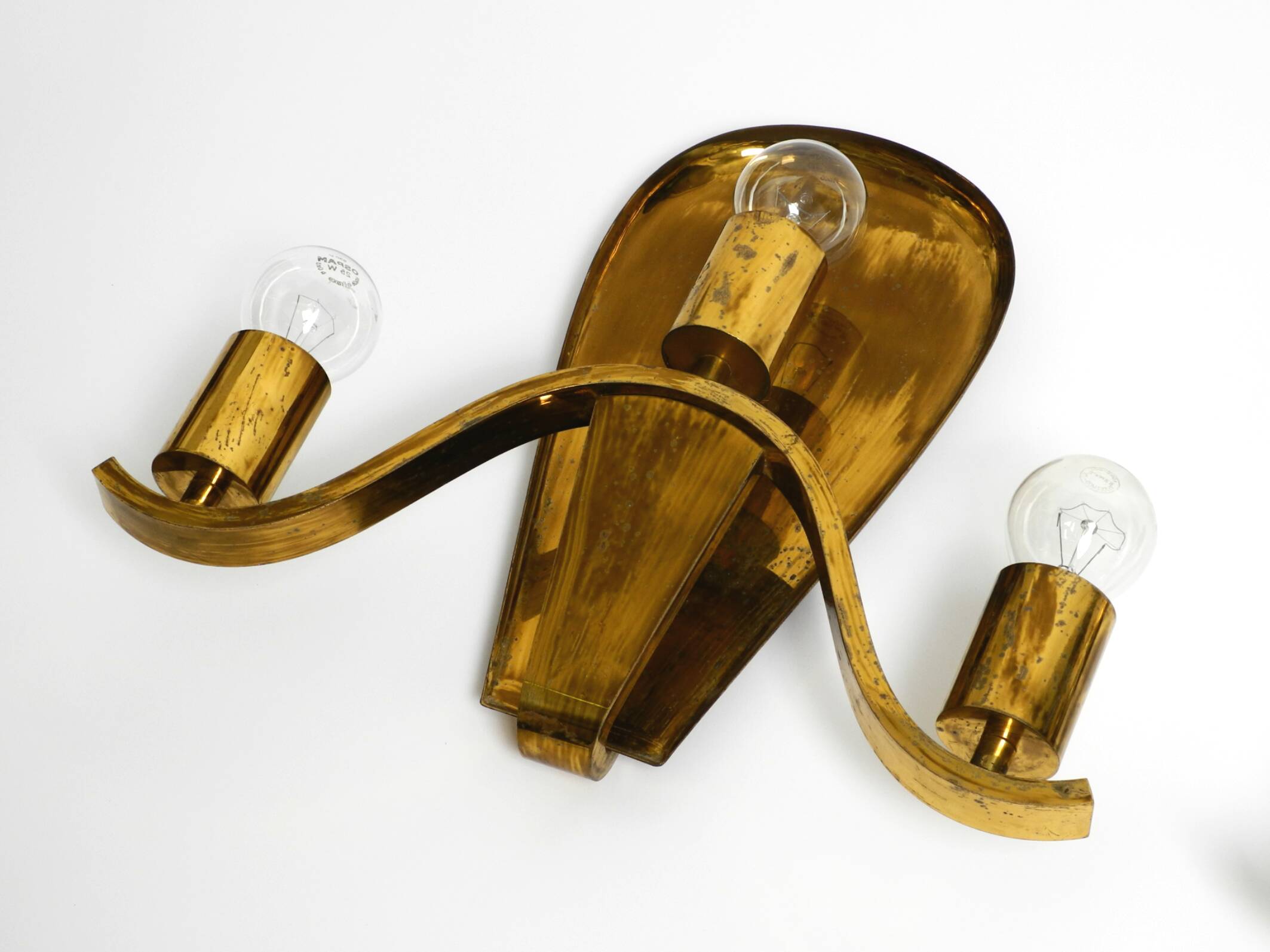Pair of large heavy Mid Century brass wall lights from a German church