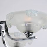 Lustre art déco en chrome et verre opalescent