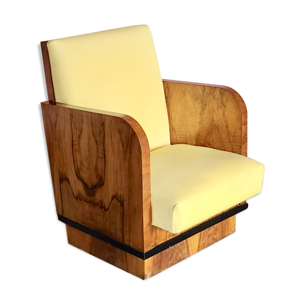 Fauteuil Art déco en placage de noyer conception vintage italienne années 1920