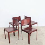 Lot de 4 chaises Matteo Grassi cuir rouge