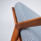 Fauteuil scandinave original Stefan, entièrement restauré, icône des années 1960, pied de poule