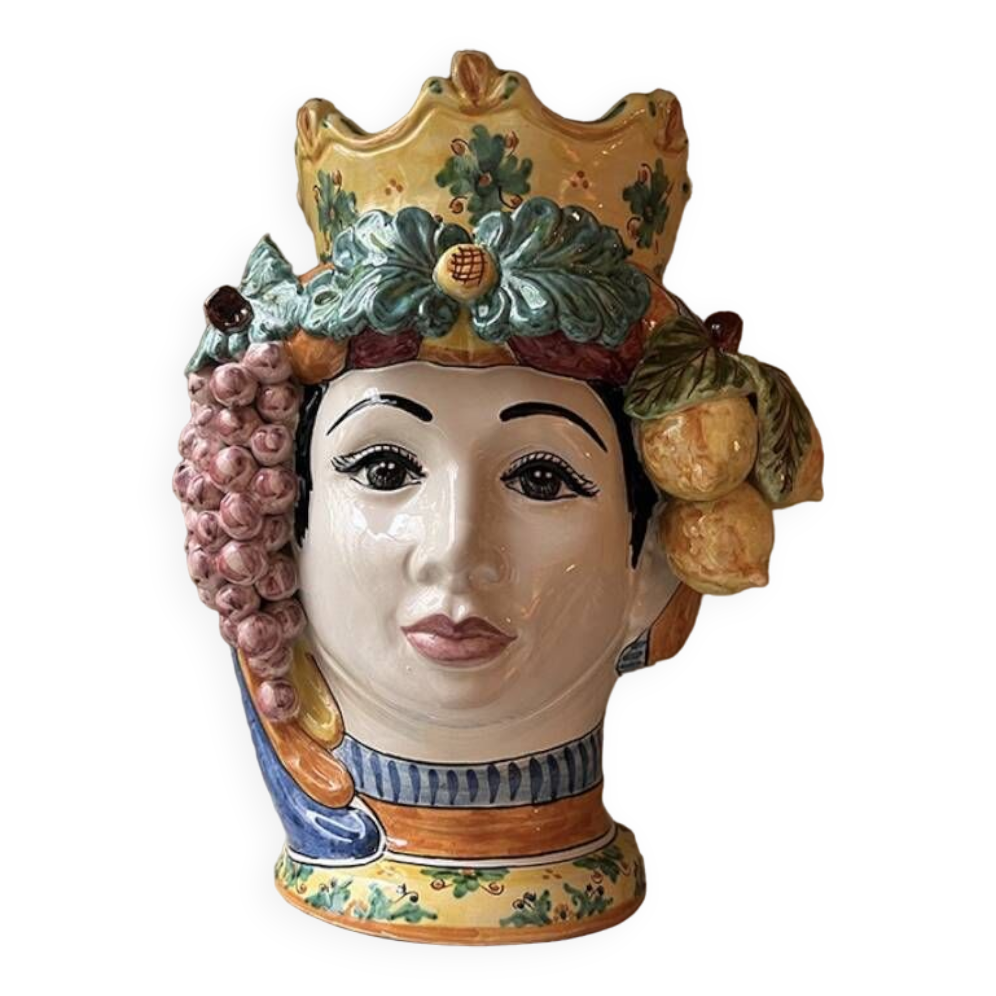 Sicilian vase woman frutta large